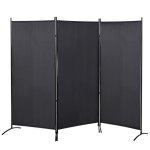 Paravent homcom polyester 253x50x182cm gris fonc�