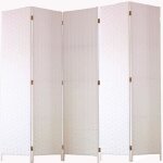 Paravent de 5 pans tressé en fibres naturelles coloris blanc - dim : h180 x l225 cm Paravent de 5 pans tressé en fibres naturelles coloris blanc - dim : h180 x l225 cm