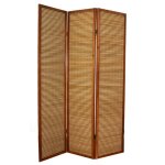 Paravent bois et bambou brun - 3 pans