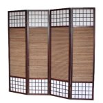 Paravent en bois brun avec bambou spécial taille 2 m de 4 pans - longueur 172 x hauteur 200 cm Paravent en bois brun avec bambou spécial taille 2 m de 4 pans - longueur 172 x hauteur 200 cm