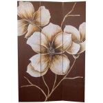 Paravent fleur 180 x 120 cm en sapin beige et chocolat