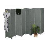 Relaxdays paravent  8 volets sparateur de pices pliable bois corde papier hl : 170 x 320 cm pour intrieur ...