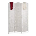 Relaxdays paravent intrieur 3 parties hxl 170 x 120 cm sparateur pliable bois & corde papier brise ...