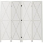 Paravent int�rieur homcom bois de paulownia 182x170x1. 8cm blanc