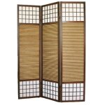 Paravent japonais avec bambou en bois de 3 panneaux - hauteur 175 x longueur 132 x profondeur 22 cm