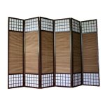 Paravent japonais en bois avec bambou de 6 panneaux - hauteur 175 x longueur 264 x profondeur 22 cm