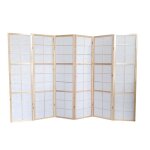 Paravent japonais bois naturel séparateur de pièce 6 pans - hauteur 175 cm x longueur 264 cm Paravent japonais bois naturel séparateur de pièce 6 pans - hauteur 175 cm x longueur 264 cm