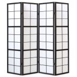 Paravent japonais bois noir de 4 pans