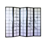 Paravent japonais en bois noir dessin bambou de 5 pans - hauteur 175 x longueur 220 x profondeur 22 cm ... Paravent japonais en bois noir dessin bambou de 5 pans - hauteur 175 x longueur 220 x profondeur 22 cm ...