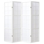 Paravent japonais grands carreaux bois blanc et papier de riz - 4 pans - dim : h 1786