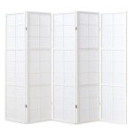 Paravent japonais grands carreaux bois blanc et papier de riz - 5 pans - dim : h 1786