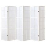 Paravent japonais grands carreaux bois blanc et papier de riz - 6 pans - dim : h 1786