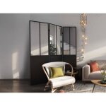 Paravent miroir atelier industriel 3 pans - métal - h. 180 x l. 122 cm - noir - coventry Paravent miroir atelier industriel 3 pans - métal - h. 180 x l. 122 cm - noir - coventry