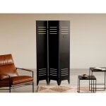 Paravent industriel porte de casier en métal 3 pans - l. 107 x h. 178 cm - noir - casily Paravent industriel porte de casier en métal 3 pans - l. 107 x h. 178 cm - noir - casily