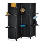 Relaxdays paravent à 4 volets 2 étagères brise - vue pliable non fixe h x l : 180 x 180 cm pour lintérieur ... Relaxdays paravent à 4 volets 2 étagères brise - vue pliable non fixe h x l : 180 x 180 cm pour lintérieur ...