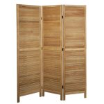 Paravent persienne de 3 pans en bois coloris brun clair - hauteur 170 x longueur 120 cm