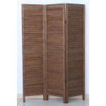 Paravent persienne de 3 pans en bois coloris brun - dim : h170 x l120cm