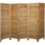 Paravent persienne de 5 pans en bois coloris brun clair - dim : h170 x l200cm