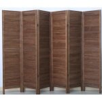 Paravent persienne de 6 pans en bois - brun - h170 x l240 cm