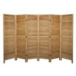 Paravent persienne de 6 pans en bois coloris brun clair - hauteur 170 x longueur 240 cm
