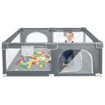 Parc b�b� avec 2 portes - homewell - yishang - gris fonc� - mixte - tissu oxford - gris - 0 mois � 3 ...