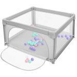 Parc � b�b� jeobest - tissu oxford avec 50 balles - gris clair - 120x120x66cm