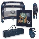 Parc b�b� lionelo bonnie - jusqu� 15 kg - 100x100 cm - acc�s lat�ral - zipp� - sac de transport - bleu ...