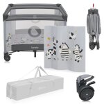Parc b�b� lionelo bonnie - jusqu� 15 kg - 100x100 cm - acc�s lat�ral - zipp� - sac de transport - gris ...