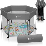Parc bébé 136 x 136cm lionelo roel - grand espace de jeu - pliage et dépliage rapides - gris Parc bébé 136 x 136cm lionelo roel - grand espace de jeu - pliage et dépliage rapides - gris