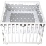 Parc bb little stars - roba - bois blanc - tour de parc de protection - 4 roues