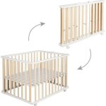 Parc bb pliant en bois roba - 74x100 cm - rglable en hauteur - bicolore