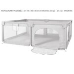 Parc b�b� � quatre c�t�s 150x150x68cm - gris clair - quiienclee - pour enfants de 0 � 3 ans