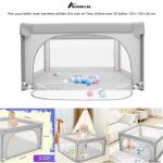 Parc pour b�b� quiienclee - gris clair - 120 x 120 x 66 cm - avec 50 balles