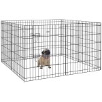 Parc enclos - pawhut - modulable chiens lapins rongeurs pliant 1 porte 8 panneaux cl�ture - m�tal - 61x76cm ...
