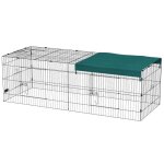 Parc enclos - pawhut - modulable acier avec b�che lapins rongeurs int�rieur ext�rieur - acier - 220x85x70cm ...
