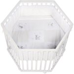 Parc hexagonal - roba - fox & bunny - de la naissance jusqu� 15 kg - r�glable - roulettes - blanc laqu� ...