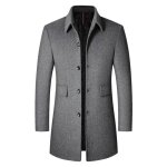 Pardessus homme mi long col chemise simple boutonnage business gris - paradessus - gris - homme