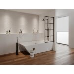 Pare baignoire pivotant style industriel - 70 x 140 cm - noir mat - verre - rivanon