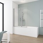 Pare - baignoire pliant 104x130 cm paroi de baignoire rabattable 2 volets pivotants verre transparent ...