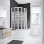 Pare - baignoire pliant 115x140 cm - schulte - cran pivo - pliant - verre transparent dcor rayures ...
