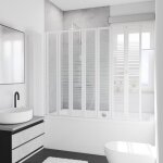 Pare - baignoire pliant 159x140 cm - schulte - cran pivo - pliant - verre transparent dcor rayures ...