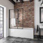Schulte pare - baignoire 109x140 cm  coller sans percer porte - serviette volets pivotants pliants verre ...