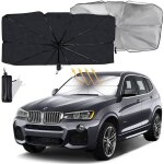 Pare soleil voiture - argent titane - 145x79cm - protection uv - pliable - multi - usage