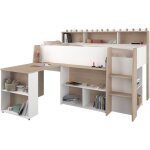 Parisot lit combin enfant avec bureau rtractable - dcor blanc et chne - 90x 200 cm - sommier inclus ...