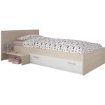 Parisot lit enfant l 90 x l 190 cm - d�cor acacia et blanc tiroir - contemporain - charlemagne