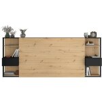 Parisot tte de lit avec tagres + chevets intgrs - dcor chne et noir - l 255 x p 36 x h 103 cm ...
