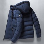 Parka à capuche Épaisse et chaude pour homme à la mode solide décontractée hiver bleu Parka à capuche Épaisse et chaude pour homme à la mode solide décontractée hiver bleu