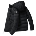 Parka à capuche Épaisse et chaude pour homme à la mode solide décontractée hiver noir Parka à capuche Épaisse et chaude pour homme à la mode solide décontractée hiver noir