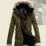 Parka coupe l�g�rement cintr�e doubl�e coton homme manteau unie � capuche en hiver