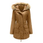 Parka femme  capuche manteau en coton polaire grande taille veste chaud paissir hiverkaki